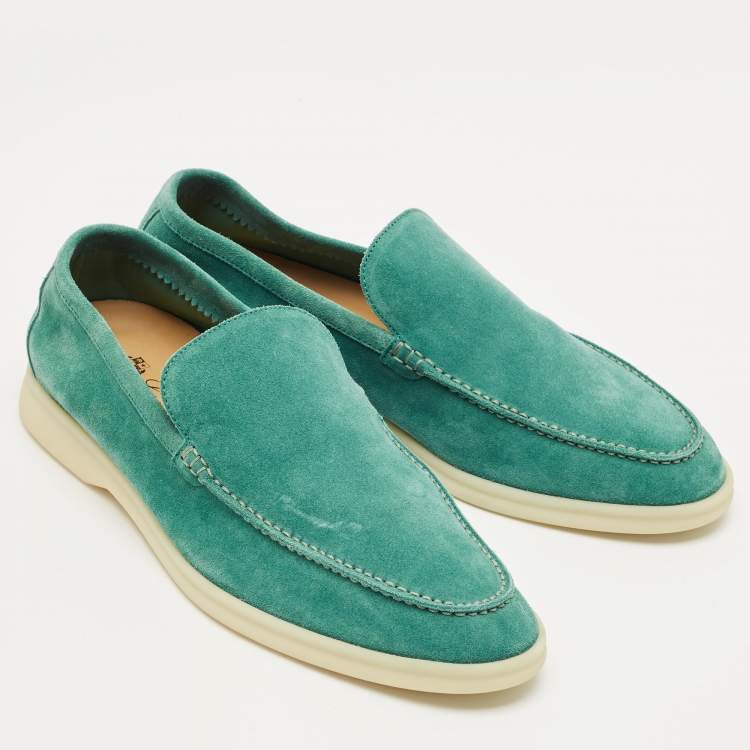 Pre Owned Loro Piana Green Suede Summer Walk Loafers Size 42
