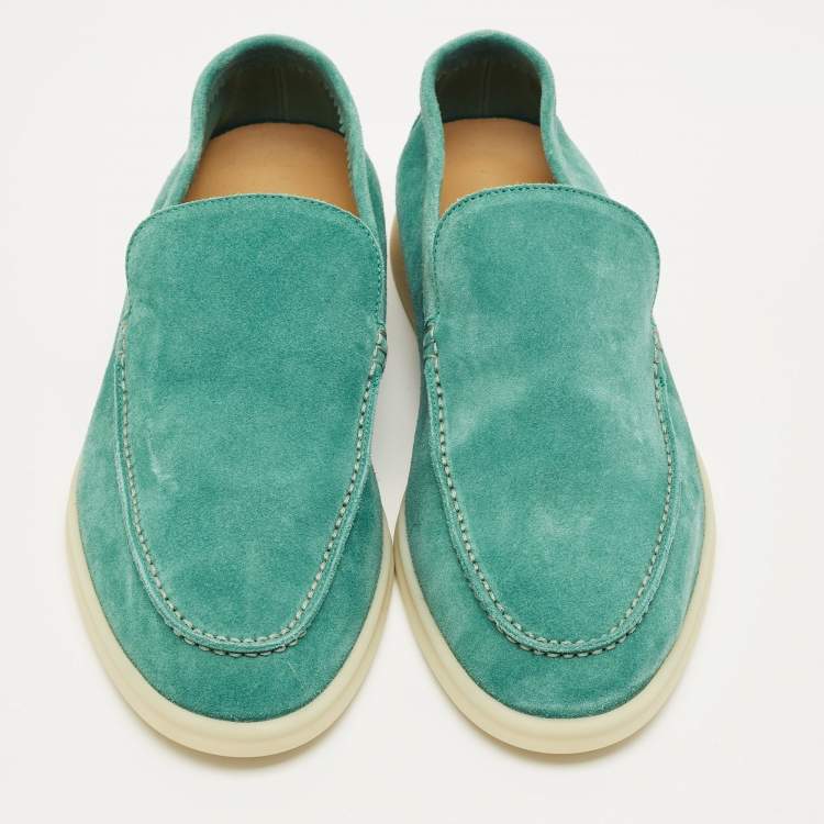 Pre Owned Loro Piana Green Suede Summer Walk Loafers Size 42
