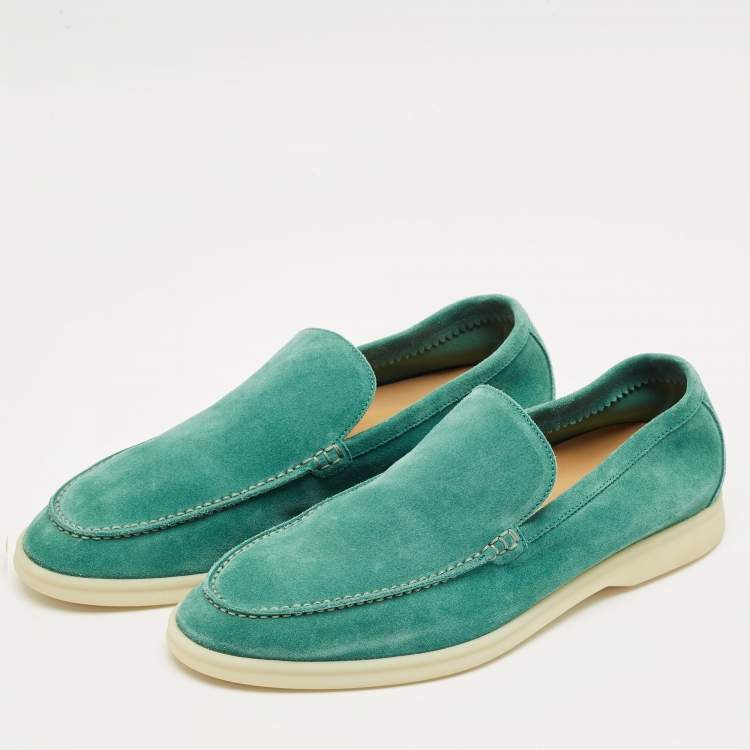 Pre Owned Loro Piana Green Suede Summer Walk Loafers Size 42