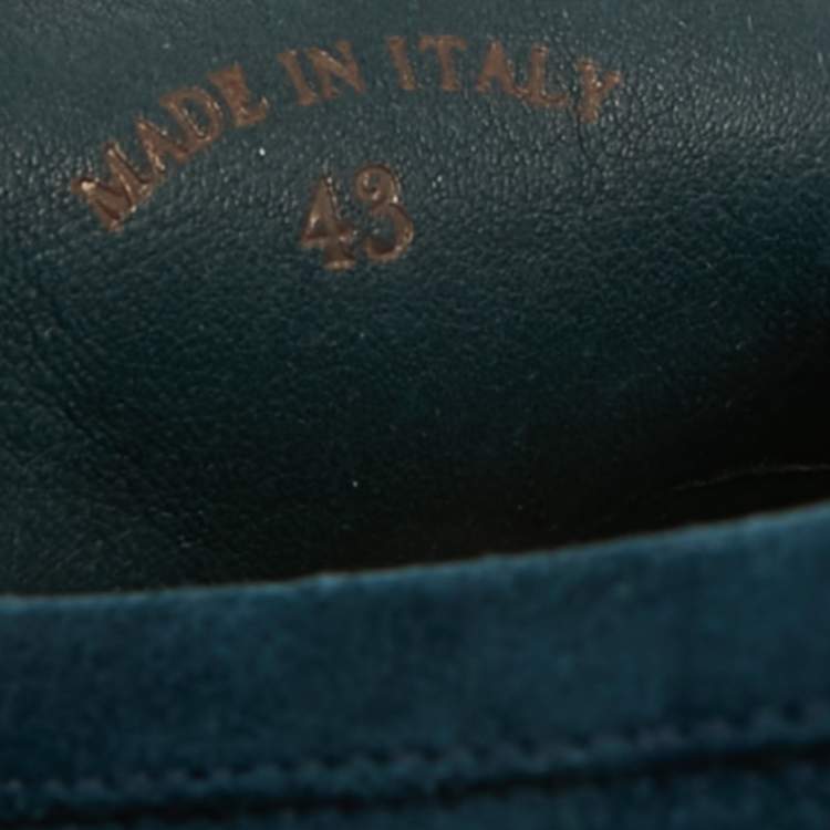 Pre Owned Loro Piana Dark Blue Suede Summer Walk Loafers Size 43