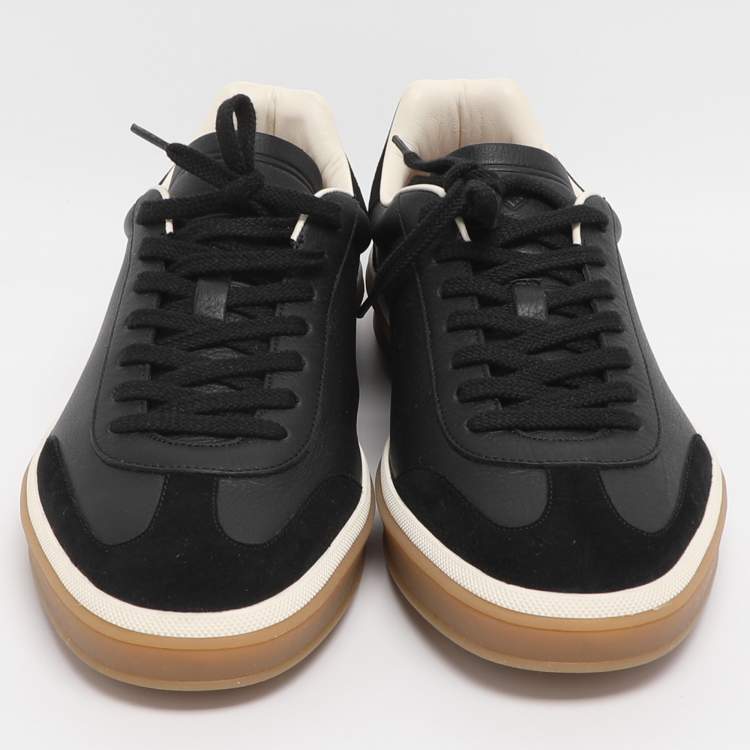 Pre Owned Loro Piana Tennis Walk Size 42 Black Leather and Suede Low Top Sneakers