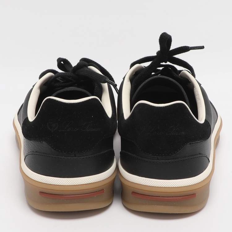 Pre Owned Loro Piana Tennis Walk Size 42 Black Leather and Suede Low Top Sneakers