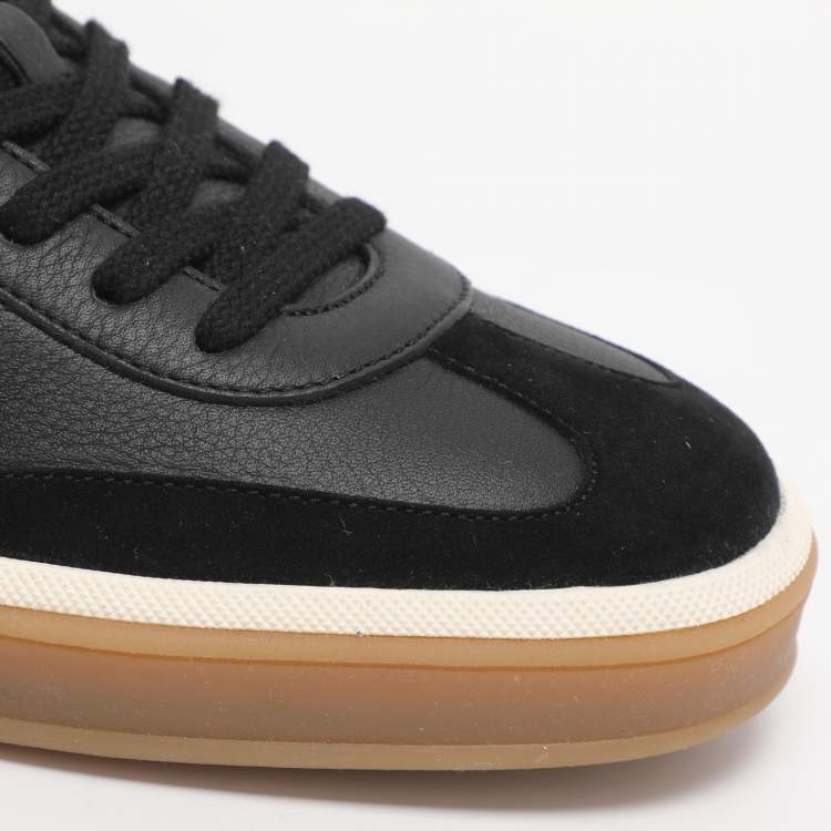 Pre Owned Loro Piana Tennis Walk Size 42 Black Leather and Suede Low Top Sneakers