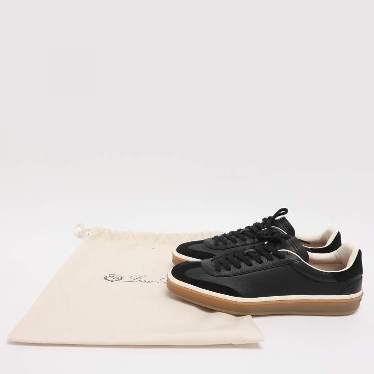 Pre Owned Loro Piana Tennis Walk Size 42 Black Leather and Suede Low Top Sneakers