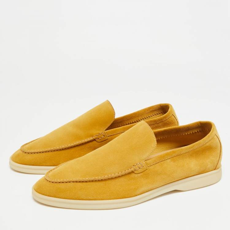 Pre Owned Loro Piana Summer Walk Size 42.5 Yellow Suede Loafers