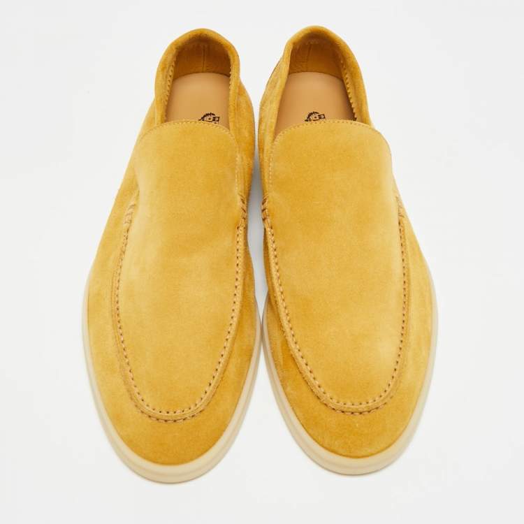 Pre Owned Loro Piana Summer Walk Size 42.5 Yellow Suede Loafers