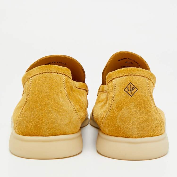 Pre Owned Loro Piana Summer Walk Size 42.5 Yellow Suede Loafers