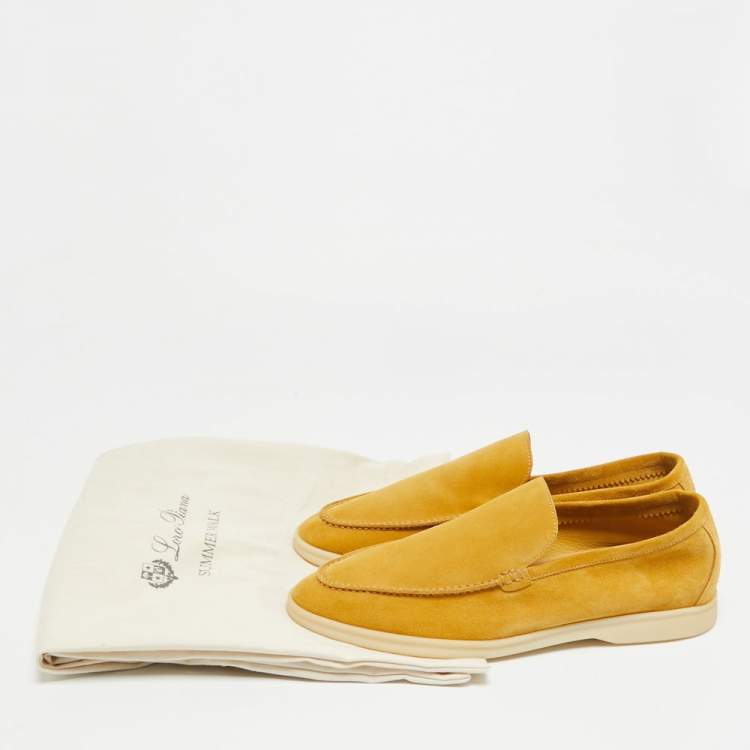Pre Owned Loro Piana Summer Walk Size 42.5 Yellow Suede Loafers