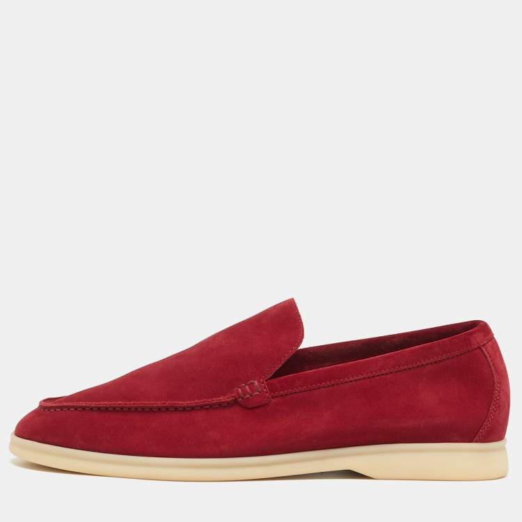 Pre Owned Loro Piana DOHA Size 41.5 Red Suede Loafers