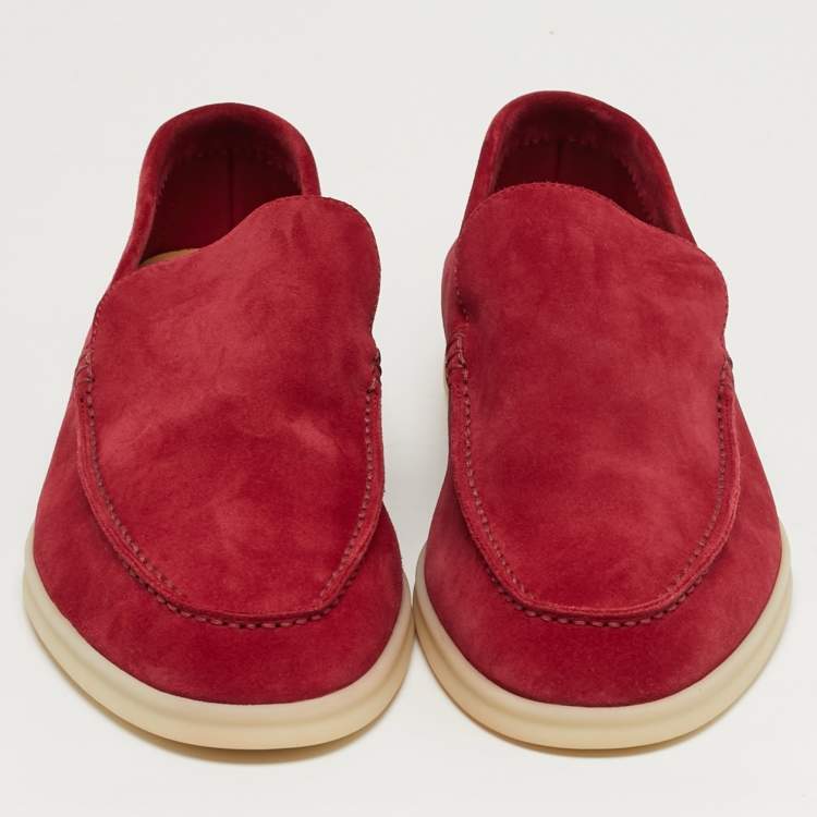 Pre Owned Loro Piana DOHA Size 41.5 Red Suede Loafers