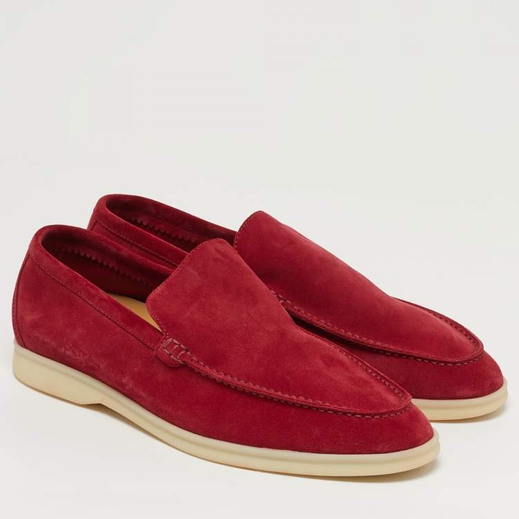 Pre Owned Loro Piana DOHA Size 41.5 Red Suede Loafers