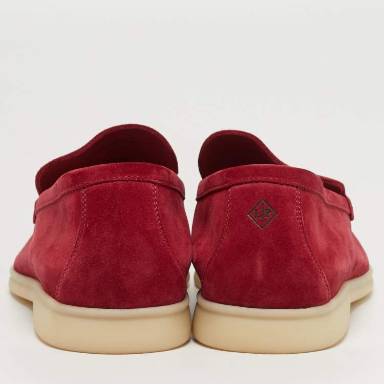 Pre Owned Loro Piana DOHA Size 41.5 Red Suede Loafers