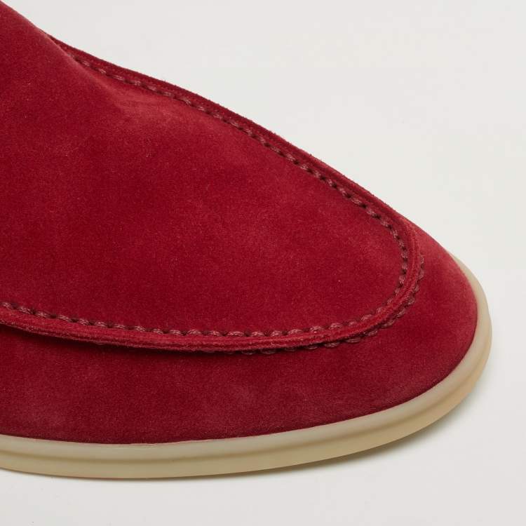 Pre Owned Loro Piana DOHA Size 41.5 Red Suede Loafers