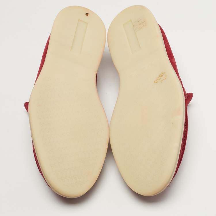 Pre Owned Loro Piana DOHA Size 41.5 Red Suede Loafers