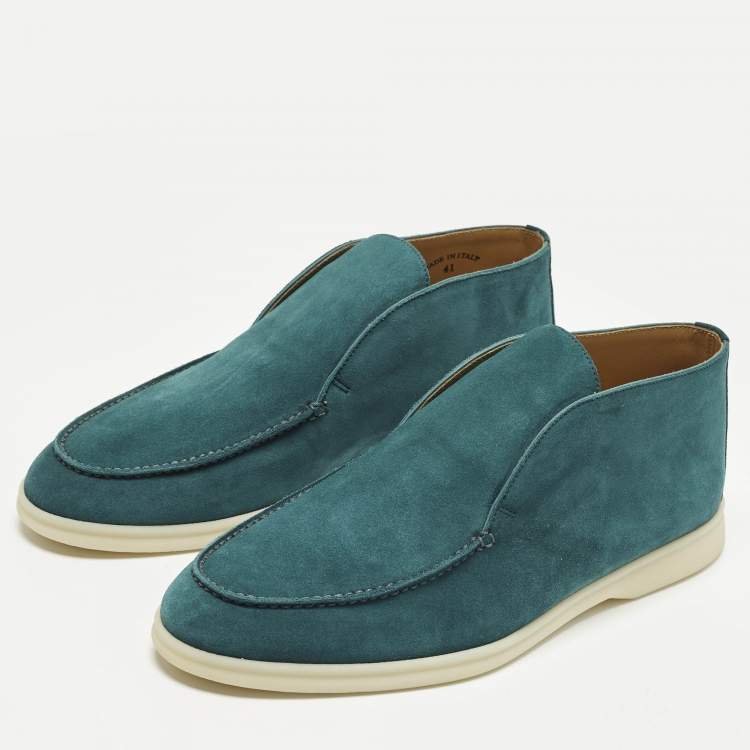 مملوكة مسبقًا Loro Piana Open Walk Size 41 Green Suede Ankle Boots