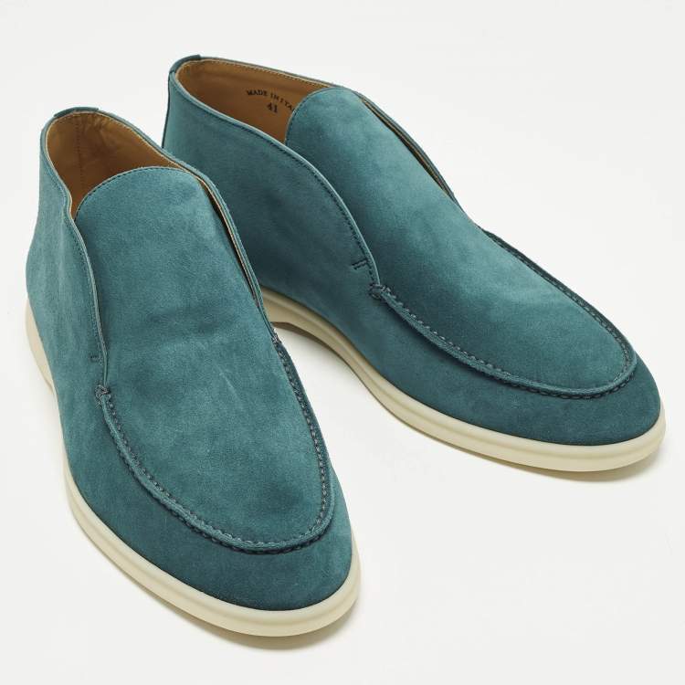 مملوكة مسبقًا Loro Piana Open Walk Size 41 Green Suede Ankle Boots