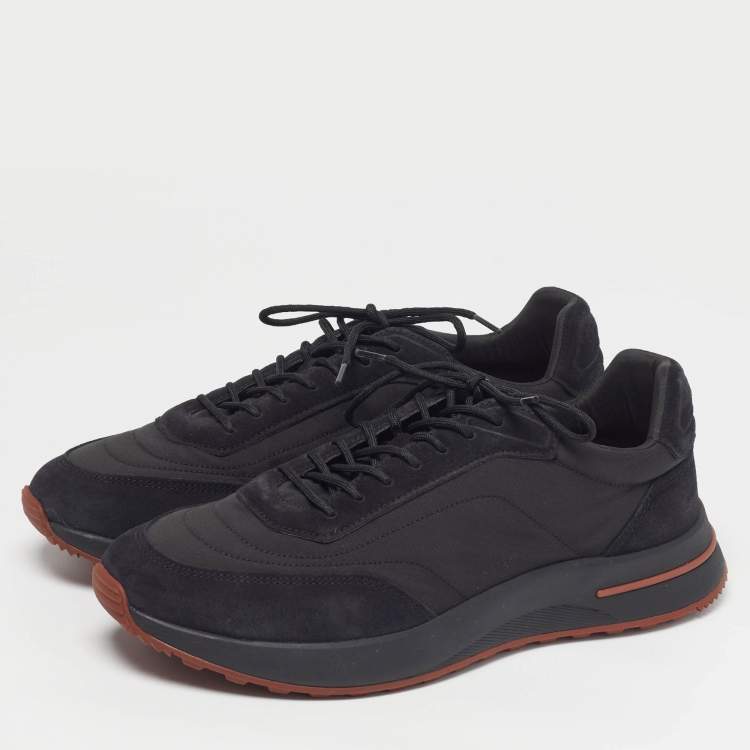 Pre Owned Loro Piana Week End Walk Size 42 Black Suede and Fabric Low Top Sneakers