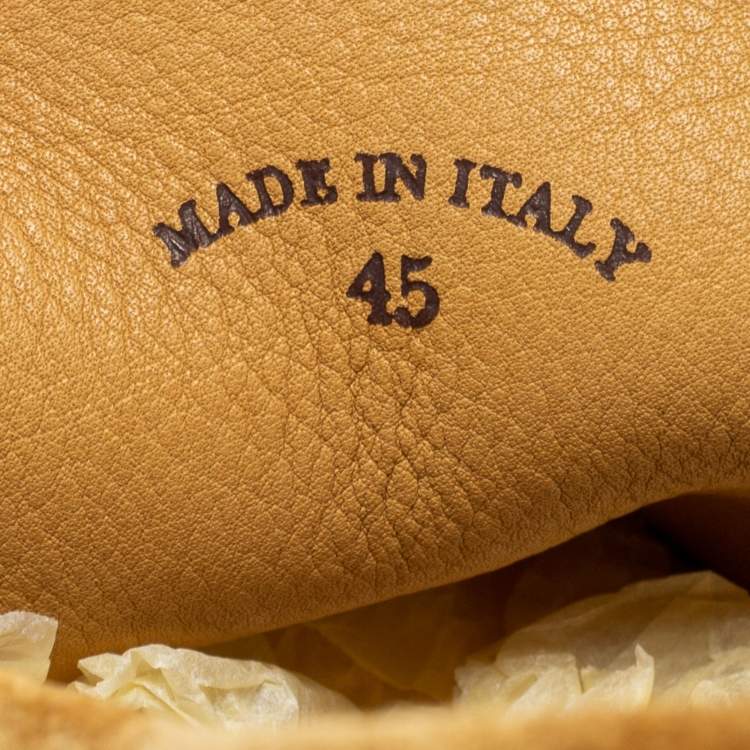 Pre Owned Loro Piana Mustard Suede Summer Walk Slip-On Loafers Size 45