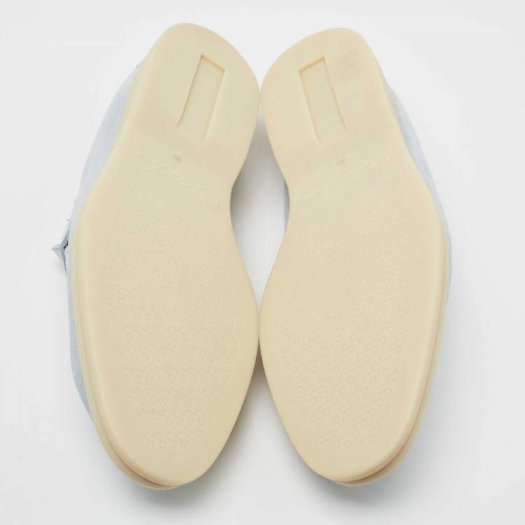 Pre Owned Loro Piana  Blue Suede Summer Charms Walk  Loafers Size 41.5 