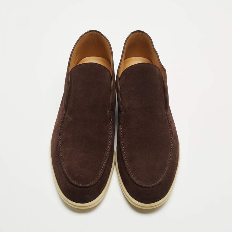 Pre Owned Loro Piana Brown Suede Open Walk Chukka Boots Size 44