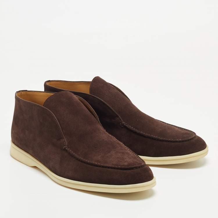Pre Owned Loro Piana Brown Suede Open Walk Chukka Boots Size 44