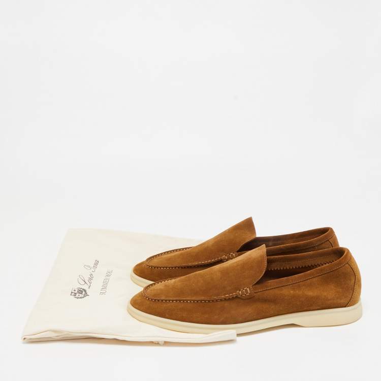 Pre Owned Loro Piana Brown Suede Summer Walk Slip On Loafers Size 43
