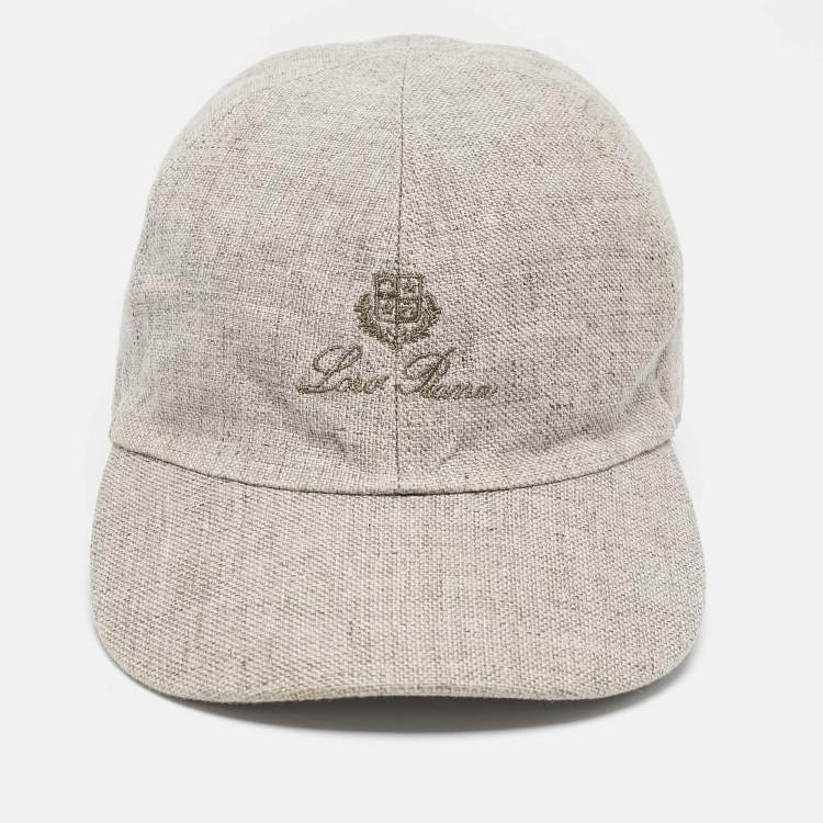 Pre Owned Loro Piana Grey Linen Baseball Cap L