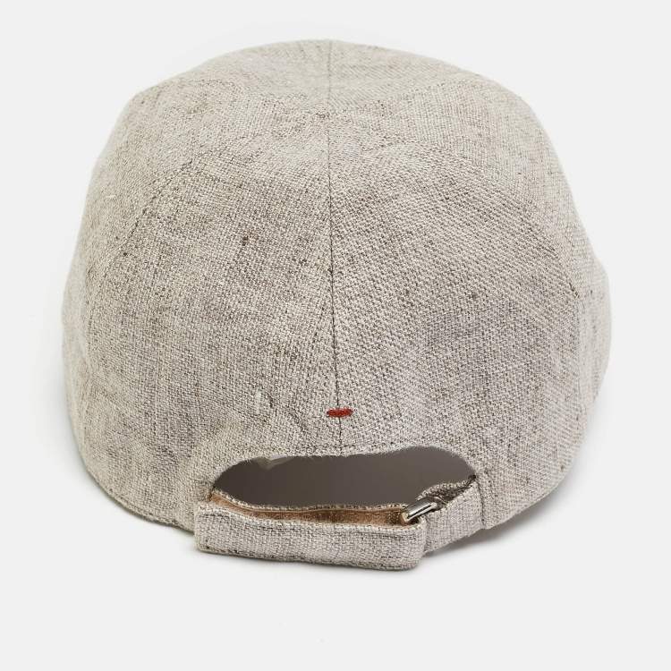 Pre Owned Loro Piana Grey Linen Baseball Cap L
