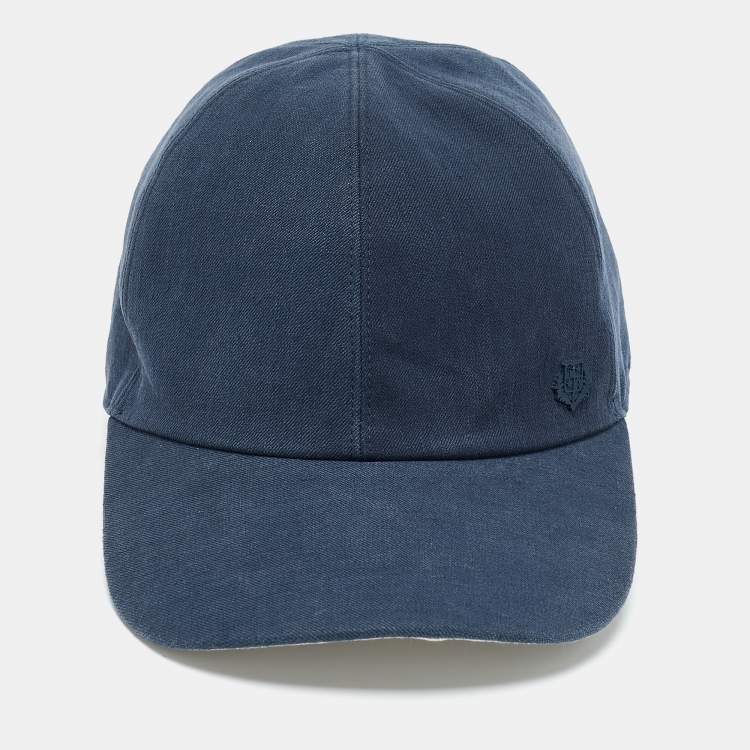Pre Owned Loro Piana Blue Linen Cotton Baseball Cap L
