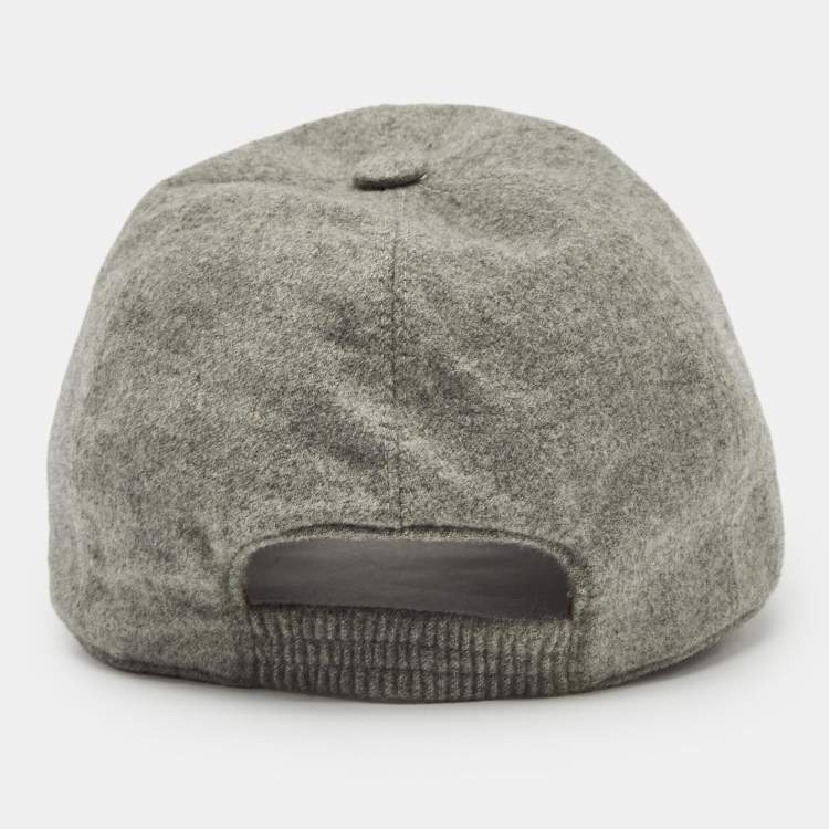 Pre Owned Loro Piana Grey Cashmere Storm System Baseball Cap XL
