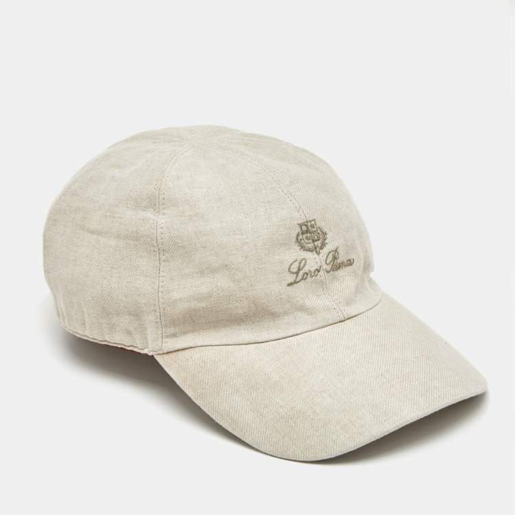 Pre Owned Loro Piana Beige Linen Baseball Cap XL