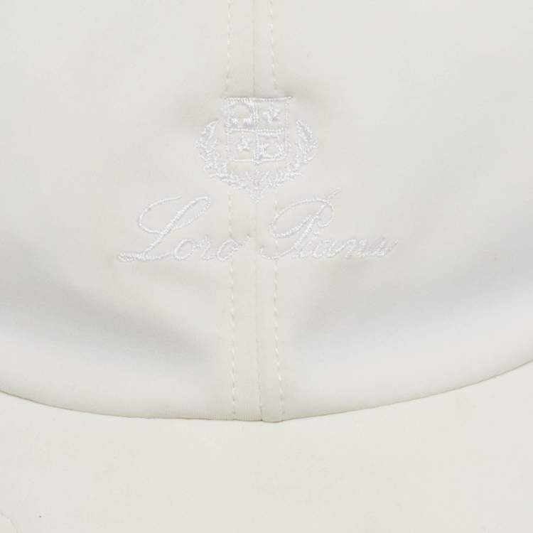 Pre Owned Loro Piana White Logo Embroidery Wool Blend Baseball Cap L