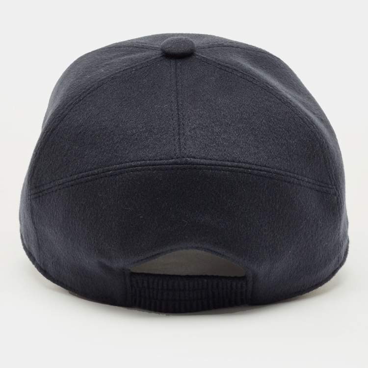Pre Owned Loro Piana Blue Cashmere Felt Baseball Cap L