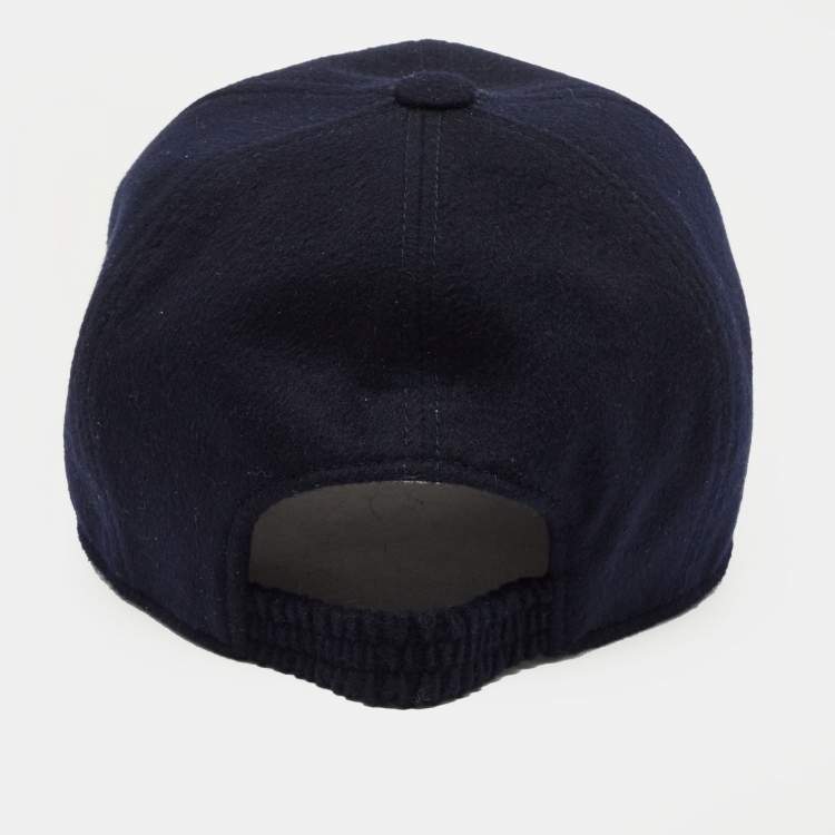Pre Owned Loro Piana Navy Blue Cashmere Storm System Baseball Cap XXL