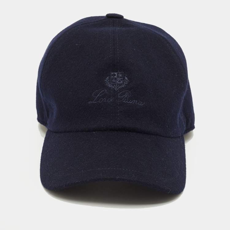 Pre Owned Loro Piana Navy Blue Cashmere Storm System Baseball Cap XXL