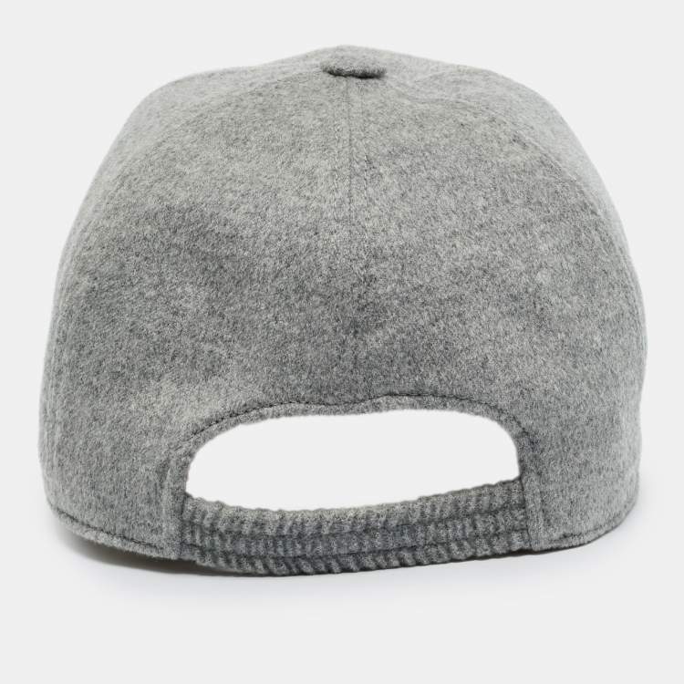 Pre Owned Loro Piana Grey Cashmere Storm System Baseball Cap XL