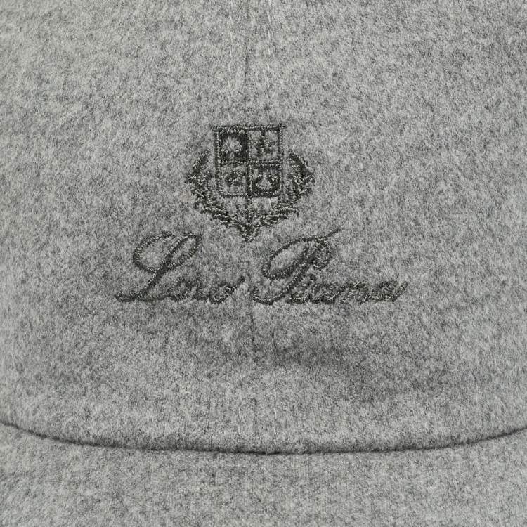 Pre Owned Loro Piana Grey Cashmere Storm System Baseball Cap XL