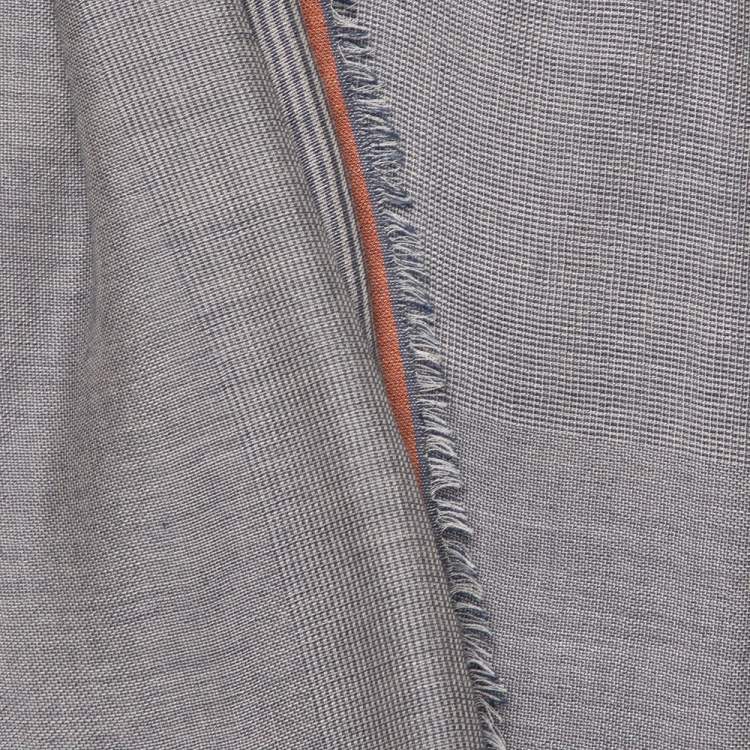 Pre Owned Loro Piana Grey Cashmere & Cotton Blend Gauze Scarf