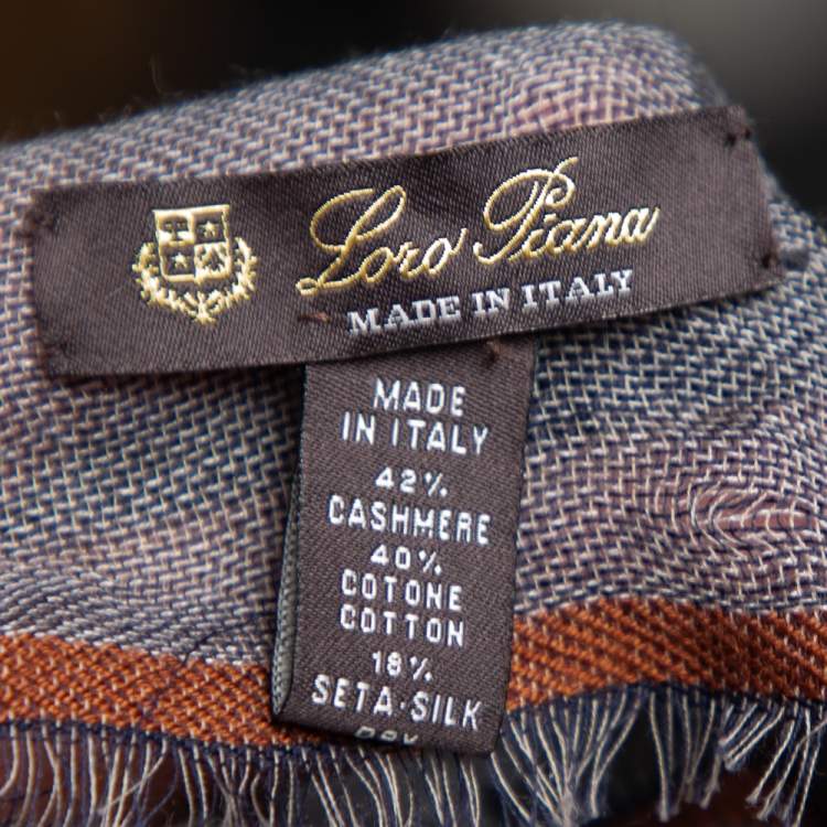 Pre Owned Loro Piana Grey Cashmere & Cotton Blend Gauze Scarf