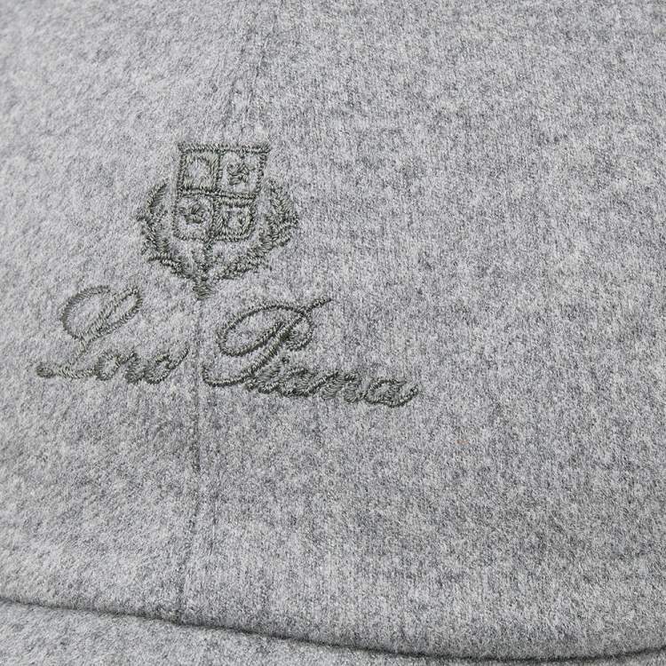 Pre Owned Loro Piana Grey Logo Embroidered Cashmere Baseball Cap M