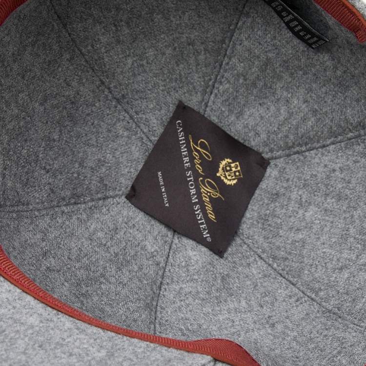 Pre Owned Loro Piana Grey Logo Embroidered Cashmere Baseball Cap M