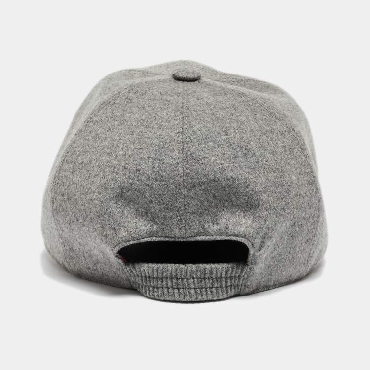 Pre Owned Loro Piana Grey Logo Embroidered Cashmere Storm System Cap L