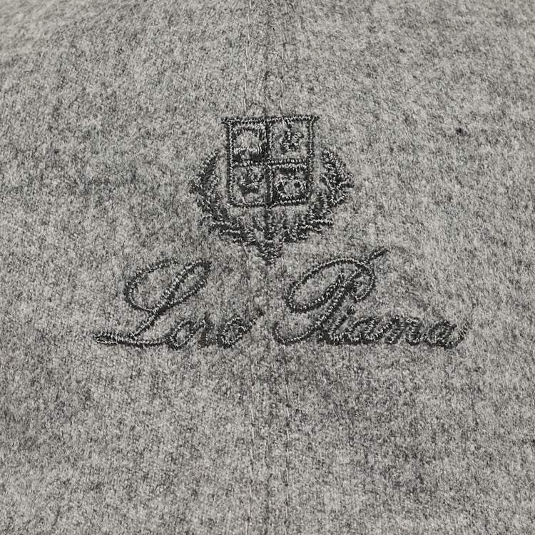 Pre Owned Loro Piana Grey Logo Embroidered Cashmere Storm System Cap L