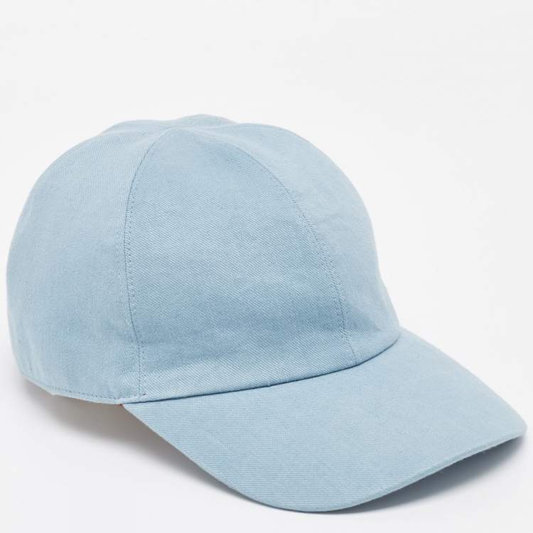 Pre Owned Loro Piana Blue Linen Cotton Rain System Cap M