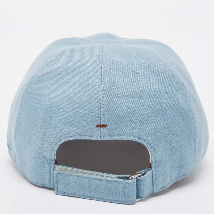 Pre Owned Loro Piana Blue Linen Cotton Rain System Cap M
