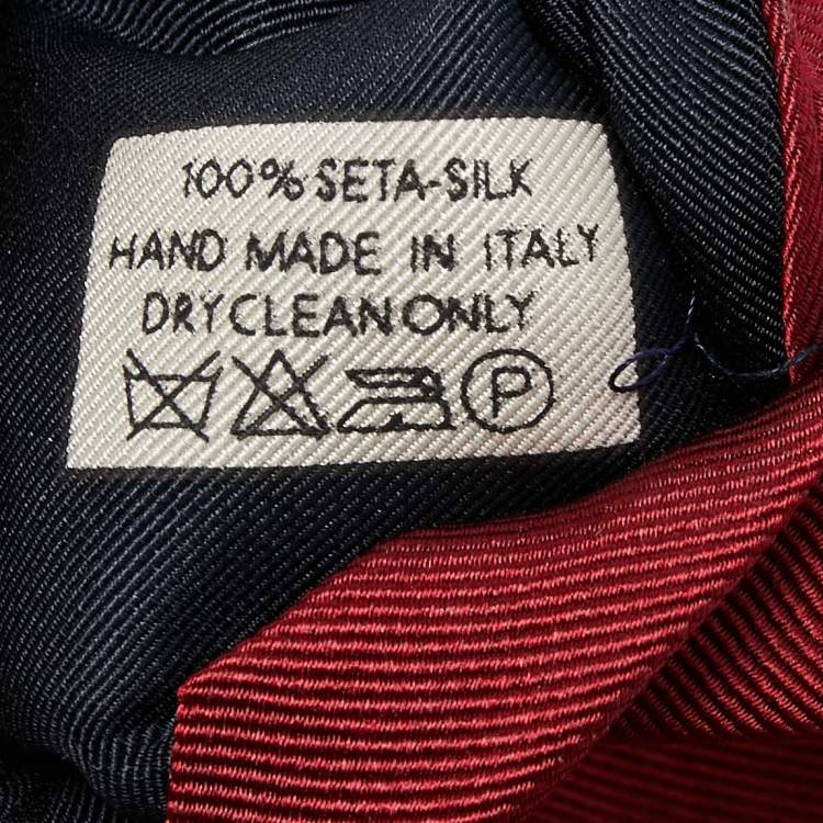 Pre Owned Loro Piana Maroon Motif Pattern Silk Traditional Tie
