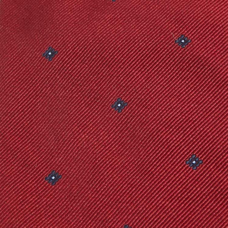 Pre Owned Loro Piana Maroon Motif Pattern Silk Traditional Tie