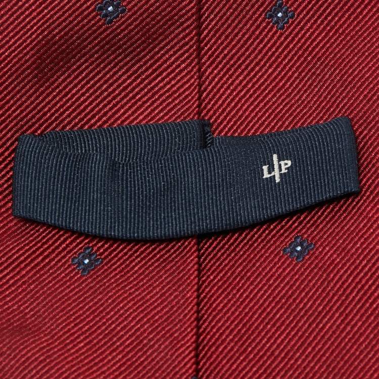 Pre Owned Loro Piana Maroon Motif Pattern Silk Traditional Tie