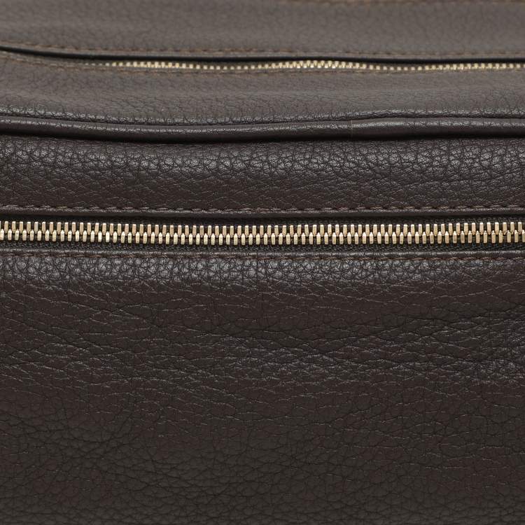 Pre Owned Loro Piana Brown Leather Dopp Kit Pouch