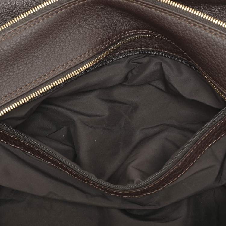 Pre Owned Loro Piana Brown Leather Dopp Kit Pouch
